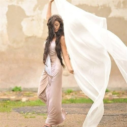 GSJNHY Tanzschleier Seide Echte Seide Bauchtanz Schleier 1 Pc Bauchtanz Zubehör Bauchtanz Schleier Schal Schal Tanz Praxis Bühne Leistung Schleier. (Color : White, Size : 200x90cm)