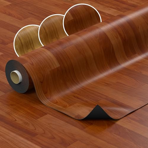 PVC Bodenbelag Vinylboden Meterware in Holzoptik Fußbodenbelag Auslegware Vinyl für Küche Wohnzimmer Badezimmer Anti-Rutsch 140cm Breite Wenge 300x140cm