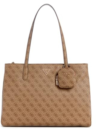 GUESS Power Play Tech Tote Latte Logo
