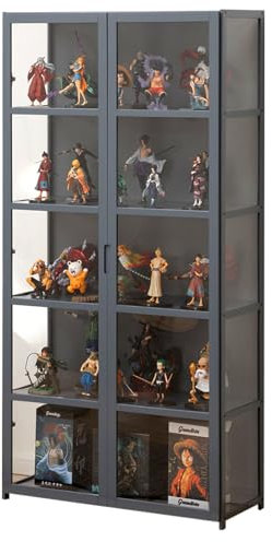 JSDMBD Acryl-Display-Riser-Regal Für Pops-Figuren Sammlervitrine Eckvitrine Glasvitrine Standvitrine Doppeltüren Mit Großer Kapazität Sammlervitrine 82x33x161cm Grey