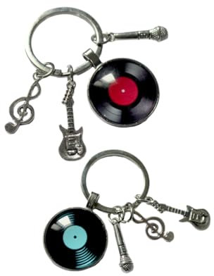 HCHES 2 portachiavi personalizzati DJ disco in vinile regalo per coppie amanti della musica e appassionati di vinile