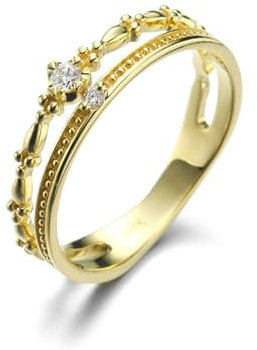 Stfery Damen Schmuck Gold 585 Echtgold Ringe für Frauen Rund Diamant Ringe Damen Nickelfrei