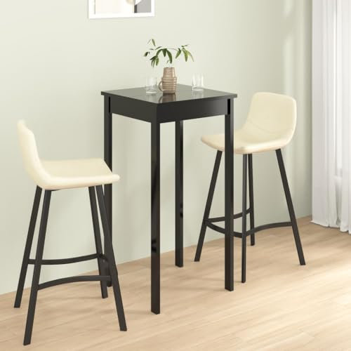 Willood Bartisch, Tisch für Küche Essbereich, Bistrotisch für kleinere Wohnungen, Stehtisch Esstisch Tischplatte aus MDF, Modern Schwarz 55x55x107 cm