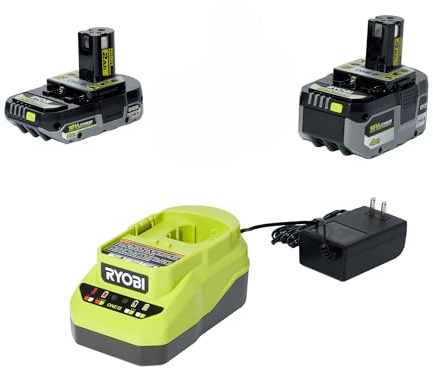 Ryobi ONE+ PSK106SB Starter-Set mit 2-Ah-Akku, 4-Ah-Akku und Ladegerät