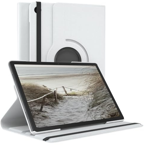 EAZY CASE - Tablet Hülle für Samsung Galaxy Tab A9 Plus Schutzhülle 11 Zoll Smart Cover Tablet Case Rotationcase aufstellbar klappbar 360° drehbar mit Standfunktion Tasche Kunstleder in Weiß