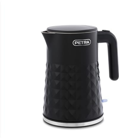 Petra Bouilloire Électrique 1.5L 2,200W, Double Paroi Isolante pour Maintien au Chaud, Température Réglable avec Base Pivotante 360°, Sécurité Anti-Ébullition, Design Premium Isolation Thermique