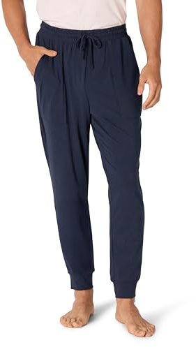 Amazon Essentials Pantalones de Pijama Tipo Jogger de Mezcla de Algodón Tejido Hombre, Azul Marino, XS