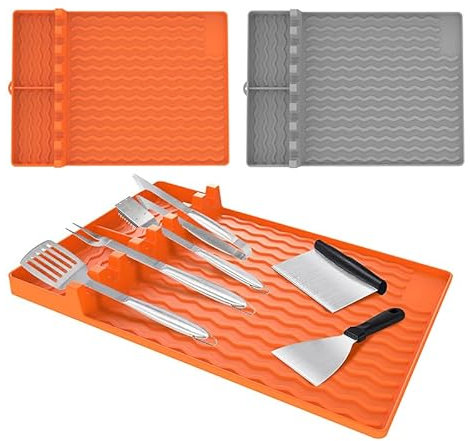 Silikon-Grill-Werkzeugmatte für Blackstone, Silikon-Grillmatten für den Außenbereich, Silikon-Grillwerkzeuge, Matte mit Tropf-Pad, lebensmittelechte Silikonmatte für Grill, Küche, faltbare