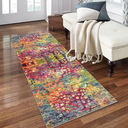 PaGuvFng Teppichläufer waschbar 80 x 250 cm Flurläufer Rutschfester Teppichläufer für Flure Küche Teppichläufer Küchenläufer Läufer Teppich Flurteppich Küche Bodenmatte Fußmatte