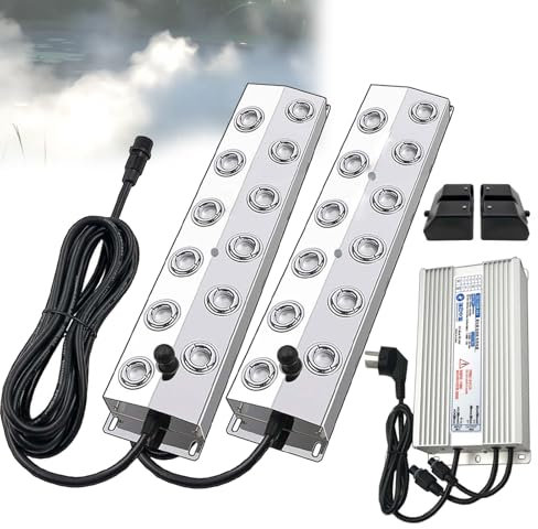 nebulizador, nebulizador de estanque Fogger ultrasónico for generar niebla, generador de niebla ultrasónica de 12 cabezales, nebulizador ultrasónico Mister con fuente de alimentación impermeable Ip67