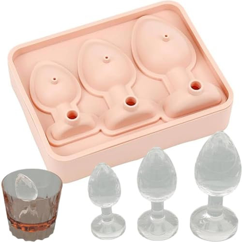 Lustige Eiswürfelform aus Silikon, Butt-Plug-Form, Eiswürfelform, lustige Form für Streich, Junggesellenabschied, Bar, Cocktail, Whiskey (Rosa)
