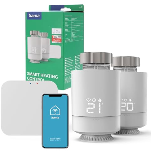 Hama | Pack de termostatos de radiador Inteligente - Gris | extensión para Control de calefacción por WiFi