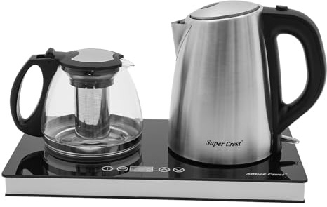 Elektrischer Wasserkocher, 1800 W Edelstahl Wasserkocher Doppelbrenner Wasserkocher 158-176℉ Einstellbare Temperatur mit LCD Anzeige Filter Glas Wasserkocher für Kaffee und Teezubereitung