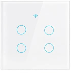 Fangxuee Interruptor Inteligente WiFi con Cable Neutro de la UE/Interruptor de Luz Táctil Sin Cable Neutro Que Funciona con el Hogar Inteligente de 4 Bandas