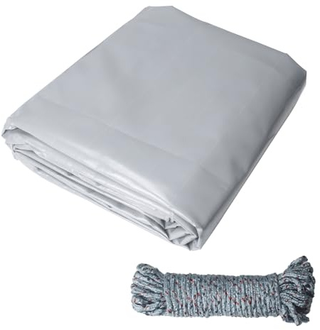 COEWUR Telone 3 x 4 m Telo Grigio Impermeabile con Occhielli 420 g/m² Anti UV Telone Copertura Include 10 Metri di Corda per Piscina Trampolino Gazebo Mobili da Giardino