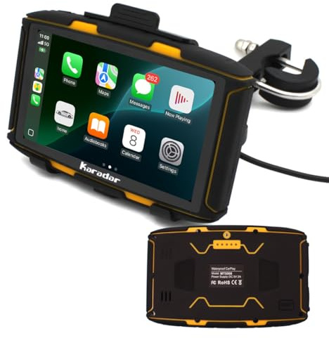 MT5008 5 Pollici Moto Impermeabile Touch Screen GPS - CarPlay & Android Auto, Interfono Bluetooth, Navigazione in Tempo Reale, Supporto in Metallo Antiurto, Controllo Vocale