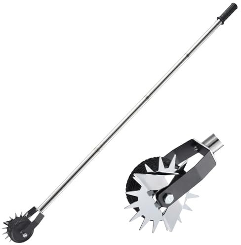 Wheel Rotary Edger, Lawn Edger Sidewalk Garden Edging Tool, Manual Grass Edger Heavy Duty Stainless Steel Grass Trimmer Grass Cutter for Landscaping Yard, 66in