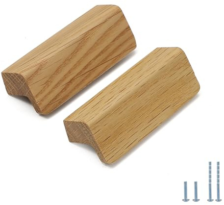Evionlin 4 Stück Eiche Holz Quadratischer Winkel 7 cm Holz Windschutz Schranktürgriff Holz Antikstil Langer Walnuss Schrank Schubladentürgriff