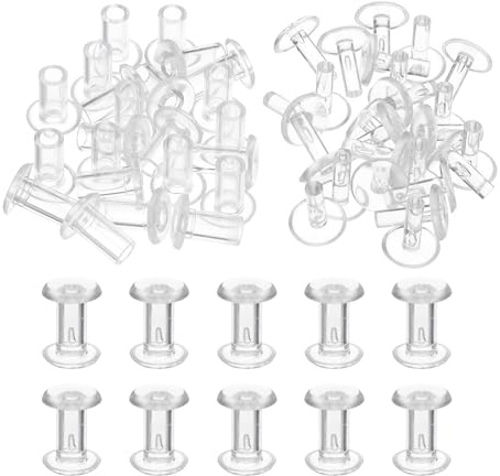 PATIKIL M5x10mm Kunststoff Bindungspfosten, 24 Sets Kunststoff Chicago Schrauben Bindungsschraube Nietpfosten Druckknopf für Leder Scrapbook Fotoalben, Transparent