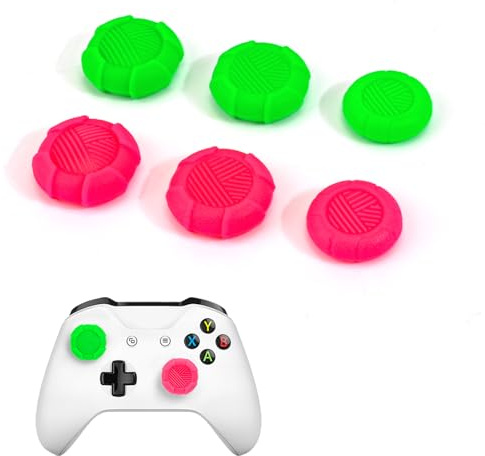 DLseego Thumb Grips for Xbox 360 one PS4 PS5 Controller,6PCS Silicone Joystick Controller Protection Improve Aiming Thumb Stick Caps,Green+Red