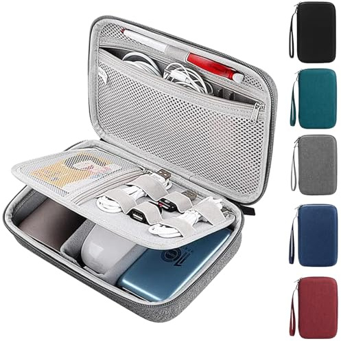 Organizador Cables Viaje - Estuche para Cables y Cargadores, Tech Pouch Impermeable con Compartimentos Ajustables para Cargadores, Power Banks, Cable USB, Accesorios Tecnológicos
