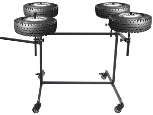 Ciounmb Felgenbaum, Reifenständer mit Rollen, belastbar bis 100 kg, einstellbare Kegelhöhe, ideal zum Reparieren, Vorbereiten und Lackieren von Stoßstangenabdeckungen, Felgen und Rädern (Schwarz)