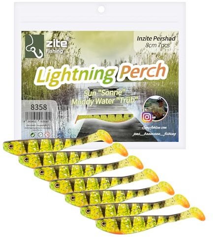 Zite Fishing Inzite Pershad 8 cm | Barsch-Köder Gummifische | 7 STK Gummiköder Shad Jig, Finesse & Offset-Montagen auch Dropshot Angeln | Angelköder Zander & Barsch Raubfisch-Angeln