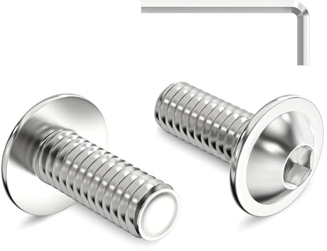 Zuyya M8 x 20 mm Linsenkopfschrauben mit Flansch, M8 Schrauben, 20 Stück | Innensechskant Antrieb, Edelstahl A2 V2A Schrauben, Flachkopfschrauben Vollgewinde mit Innensechskantschlussel