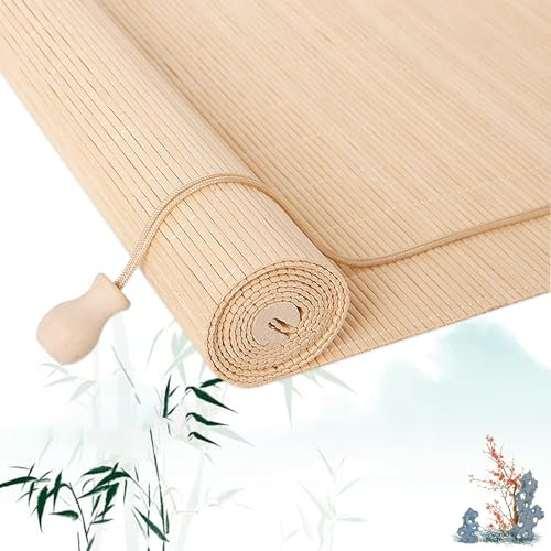 Bambus-Rollos zum Verdunkeln, Sonnenschutz, Sichtschutz, atmungsaktiv, für den Innen- und Außenbereich, Balkonvorhänge, 50 x 90 cm (B x H)