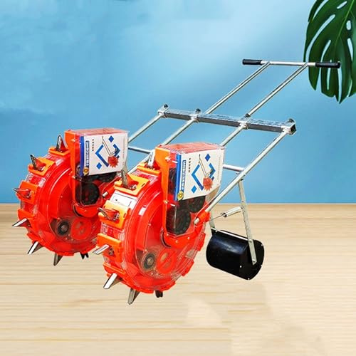 Asiwnshw Hand Push Garden Seeder Roller, Double Row Manual Seeder, Peanut Corn Bean Planter Precision Garden Push Seeder Machine and Fertilizer Applicator, Handheld Seed Spreader(12 Mouths)