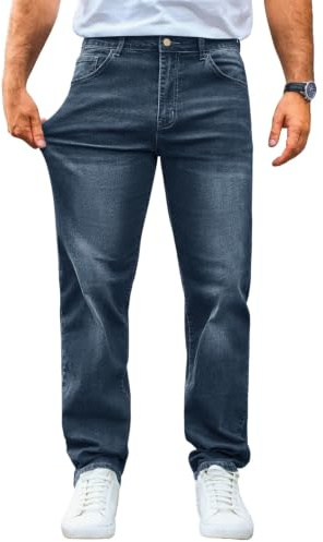 Runcati Jeans Uomo Regular Fit Stretch Denim, Blu Scuro, L