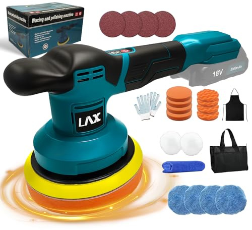 Cordless Car Polisher for Makita 18V Battery, 6 inch Car Buffer Polishing Set, 3 Variable Speed Orbital Polisher with 21pcs Accessories for Polishing/Waxing/Scratch Removing (Battery Not Included)