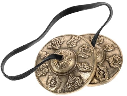 Platillos tibetanos | Instrumento de Meditación y Yoga | Accesorio Espiritual de Cobre para Ritual y Relajación | Herramienta y Decoración Cultural Elegante