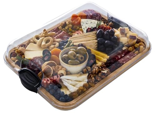 Cutting Boards for Kitchen, 2 in 1 Bamboo Cutting Board with Locking Lid & Handles, Charcuterie & Chopping Boards for Vegetables, Fruits Charcuterie, Snacks