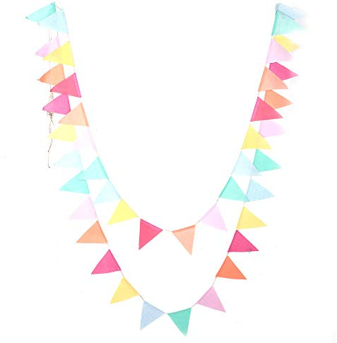 Omabeta Färgglada Blommiga Flerfärgade Vimplar Party Banner Bunting för Bröllopsfirande 16.4ft 24st (10 meter 42 stycken)