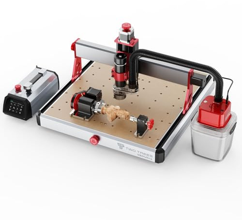 Twotrees TTC450 Ultra 500W CNC-Fräsmaschine verfügt über 4-achsige Rotationswalzen, einen M1-Staubsauger für verbesserte Arbeitseffizienz eine eingebaute 3,5-Zoll-Touchscreen-CNC-Graviermaschine
