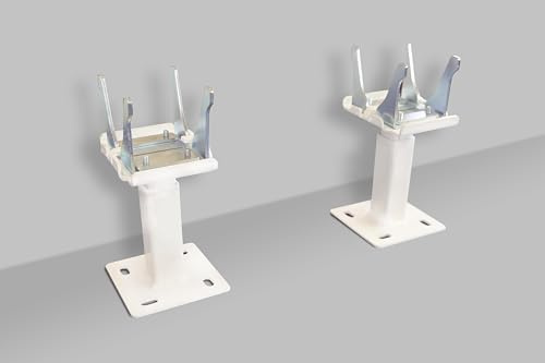 Heizkörper Standfuß 14–21 cm höhenverstellbar | Chrom, Weiß | Stabile Stahlkonstruktion | Bodenhalter für Plattenheizkörper | Extra Sicher mit Doppelstütze & Dübelset | Premium Halterung