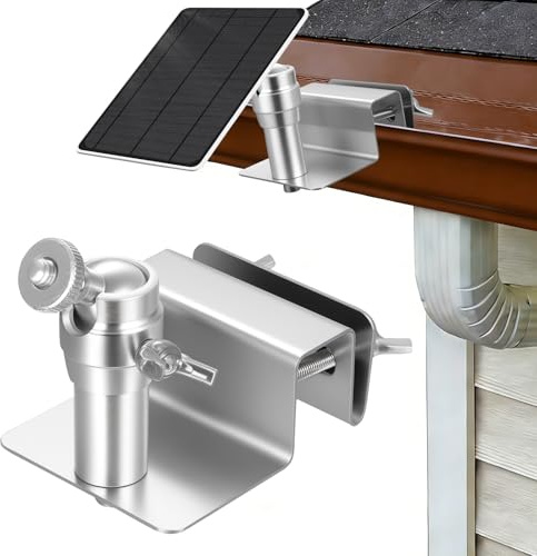 1 Juego de Soporte Camara Vigilancia Exterior para Eufy Arlo panel solar, Soporte Cámara Seguridad de canaletas de acero inoxidable, compatible con cámaras con tornillo de 1/4