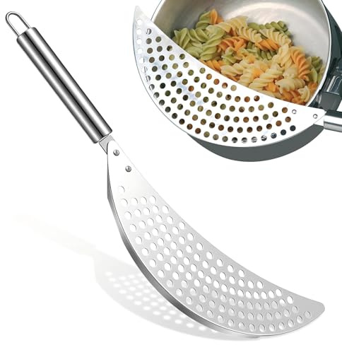 Handheld Pot Strainer with Handle, Stainless Steel Pasta Drainer, Insert Pot Drainer for Pasta Spaghetti Fry Noodles Kitchen Pots Pans (36×6.5cm)