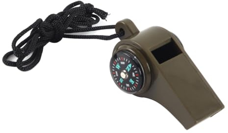 Riven Sifflet d'extérieur multifonction 3 en 1 avec thermomètre boussole, sifflet multifonction portable avec corde