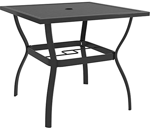 zylophax Trädgårdsbord antracit pulverlackerat stål 81,5 x 81,5 x 72 cm, väderbeständigt, balkongbord, utomhus, terrassbord med paraplyhål, loungebord, robust och stabilt