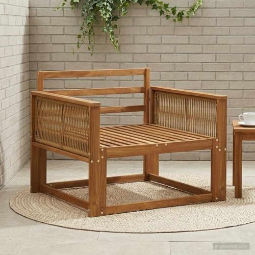 kithwjll Outdoor Mittelsofa Natur aus massivem Akazienholz, wetterfestes Lounge-Sofa mit Latten-Rücken, 80 cm Sitztiefe, 1 Platz, flexibel kombinierbar für Balkon Terrasse und Garten