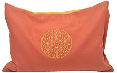 Kissen mit der Blume des Lebens Orange/Verschiedene Kräuter zur Auswahl/Alles waschbar