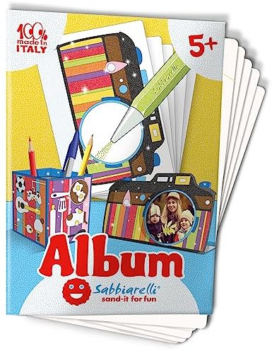 Sabbiarelli – Album Geschenke für Papa | Klebebögen für Sand Art | Enthält 5 Karton-Klebebögen A5 für 1 Stiftehalter und 1 Rahmen | 100% Made in Italy | 5-12 Jahre | FARBSAND NICHT ENTHALTEN