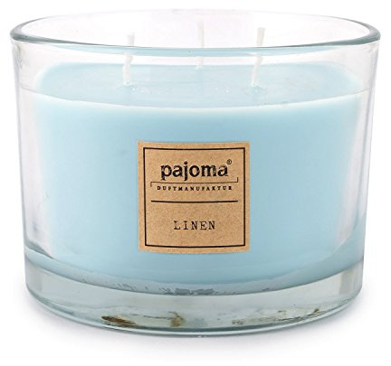 pajoma Duftkerze Linen, 340 g, im Glas mit Holzdeckel, Premium Edition, für Circa 40 Stunden