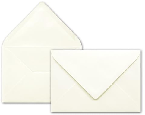 25x Brief-Umschläge in Creme - 80 g/m² - Kuverts in DIN B6 Format 12,5 x 17,6 cm - Nassklebung ohne Fenster