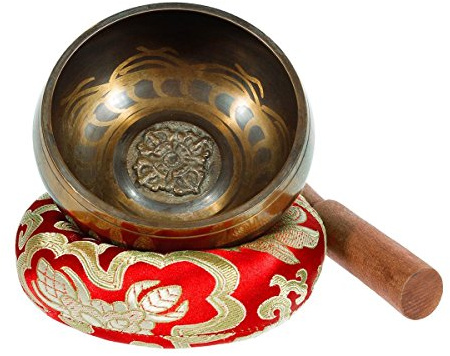 Klangschale - Exqline Silent Mind tibetische Klangschalen-Set, ideal für Achtsamkeitsmeditation, Entspannung, Stress und Angst Relief, Chakra Heilung, Yoga, Zen