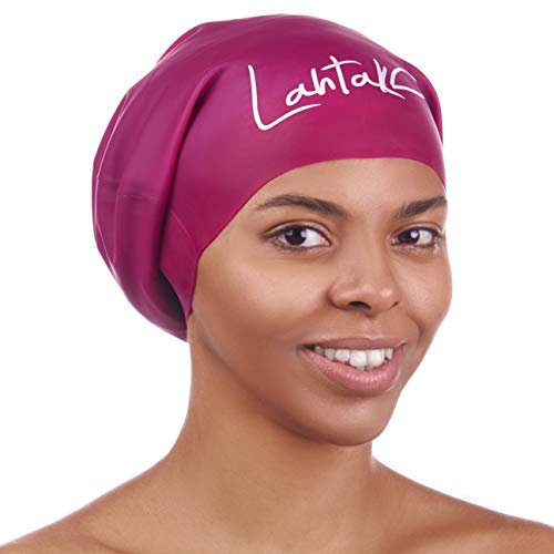Badekappe Lange Haare - Bademütze für Damen & Herren - Extra große Schwimmkappe - Hochwertige, wasserdichte Silikon Schwimmmützen - Auch für Dreadlocks - Ihre Haare bleiben trocken (Windsor Wine XL)
