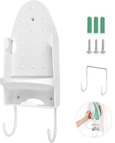 Oranlife Wall Mounted Ironing Board Rack Electric Iron Holder Household Bathroom Shelf,White,16.9inch x 5.5inch x 4.72inch