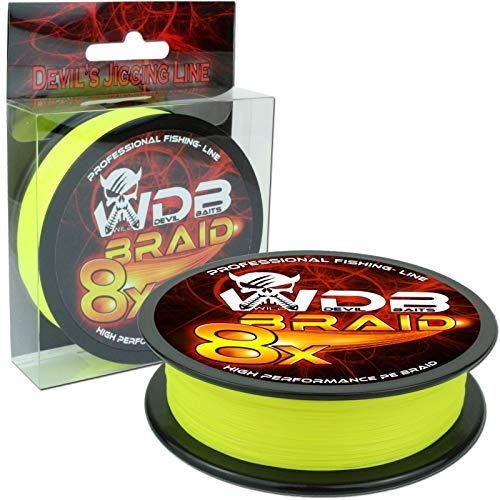 Angel-Berger Wild Devil Baits 8 Braid geflochtene Angelschnur Verschiedene Varianten (Fluo Yellow 150m, 0,10mm)